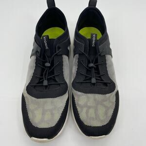 VIONIC Amalia Shoe Womens Sz 10 Elastic Lace Black Grey Athletic Walking Sneaker